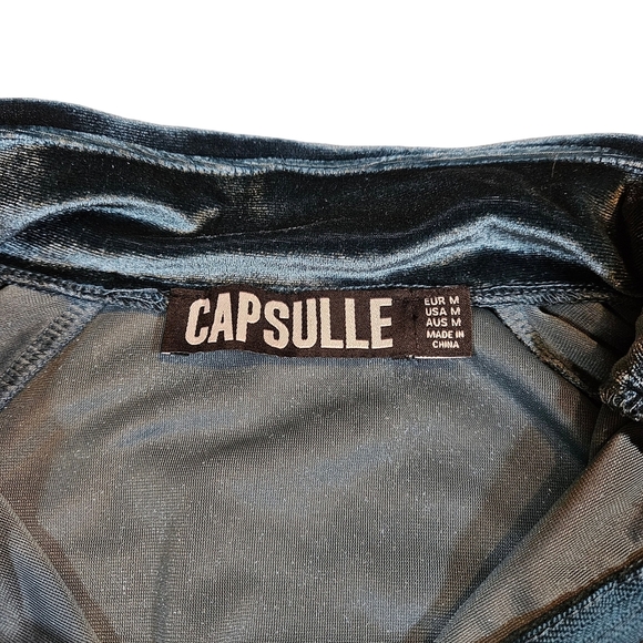 Capsulle Velour Cropped Half Zip Tracksuit Top, Bluegreen, Medium - Picture 10 of 15